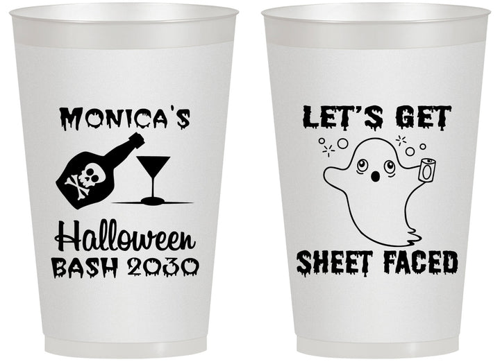 Personalized Halloween 14 oz Frosted Cups - Ghost Sheet Faced | 250009