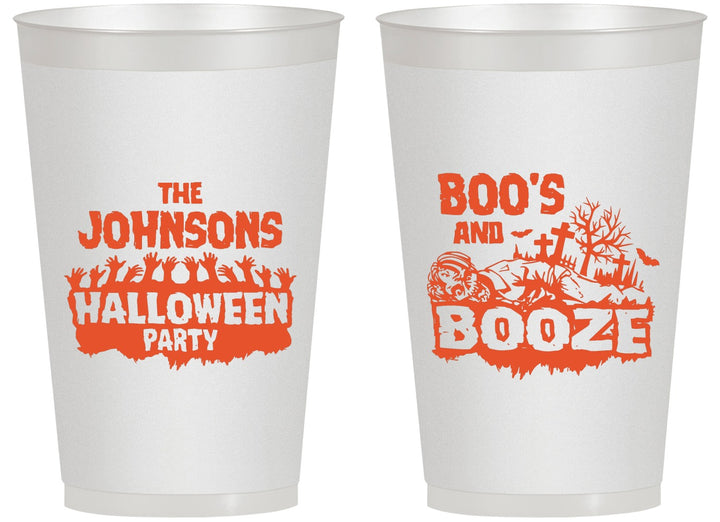 Personalized Halloween 14 oz Frosted Cups - Boos And Booze | 250012