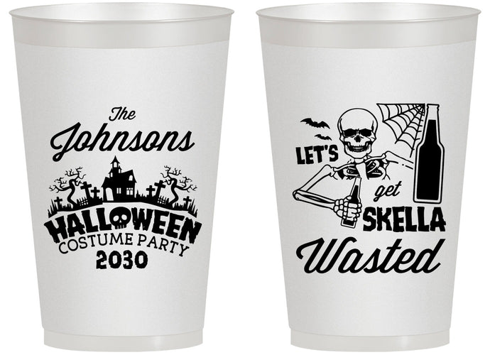 Personalized Halloween 14 oz Frosted Cups - Skellawasted Skeleton | 250014