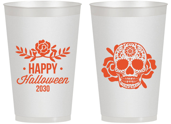 Personalized Halloween 14 oz Frosted Cups - Sugar Skull | 250020