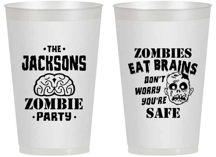 Personalized Halloween 14 oz Frosted Cups - Zombie Brain | 250026