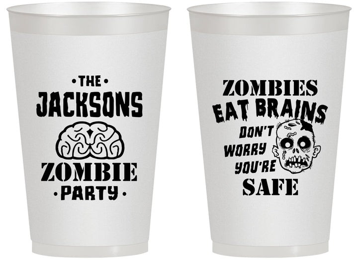Personalized Halloween 14 oz Frosted Cups - Zombie Brain | 250026