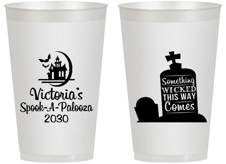 Personalized Halloween 14 oz Frosted Cups - Haunted House | 250031