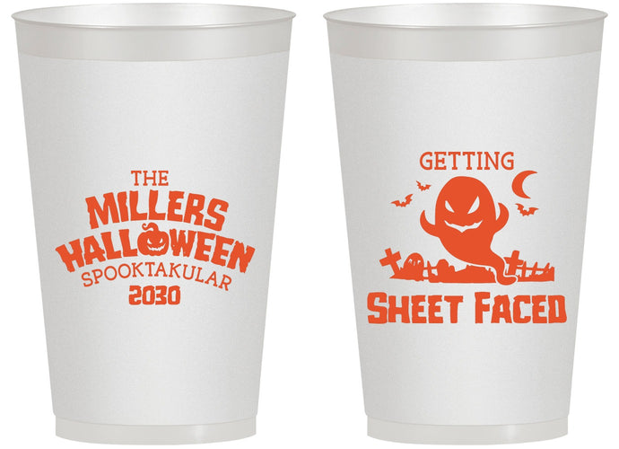 Personalized Halloween 14 oz Frosted Cups - Ghost Sheet Faced | 250040