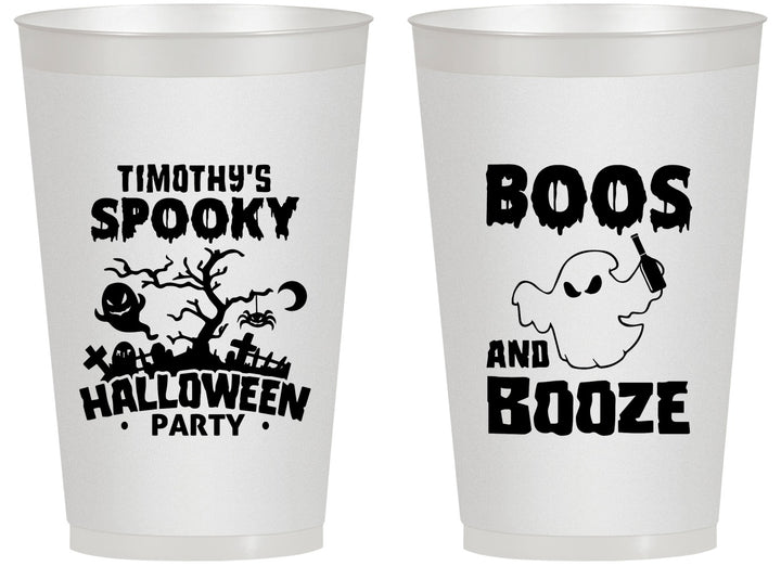 Personalized Halloween 14 oz Frosted Cups - Boos And Booze | 250041