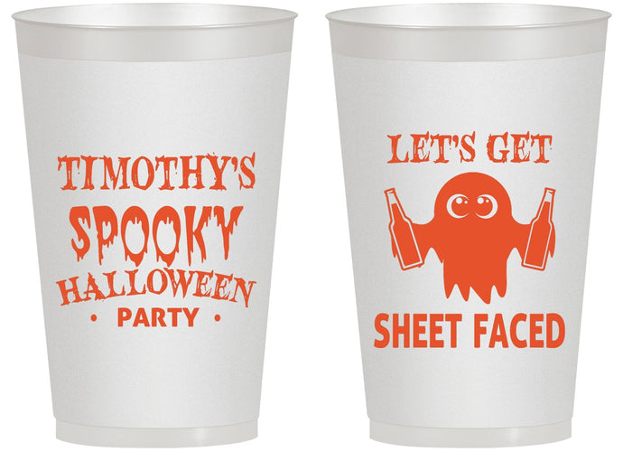 Personalized Halloween 14 oz Frosted Cups - Ghost Sheet Faced | 250044