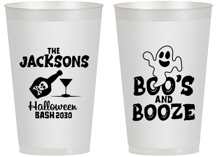 Personalized Halloween 14 oz Frosted Cups - Boos And Booze | 250047