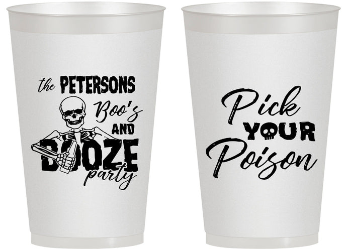 Personalized Halloween 14 oz Frosted Cups - Boos And Booze | 250054