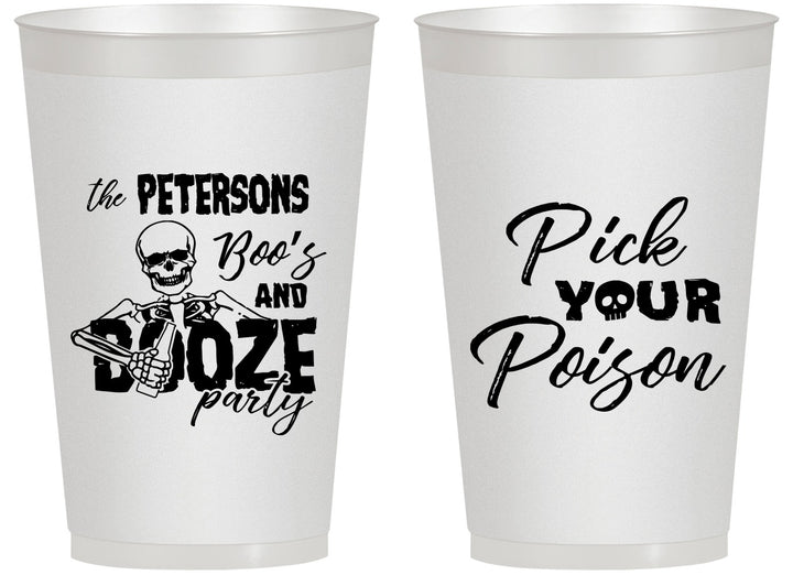 Personalized Halloween 14 oz Frosted Cups - Boos And Booze | 250054