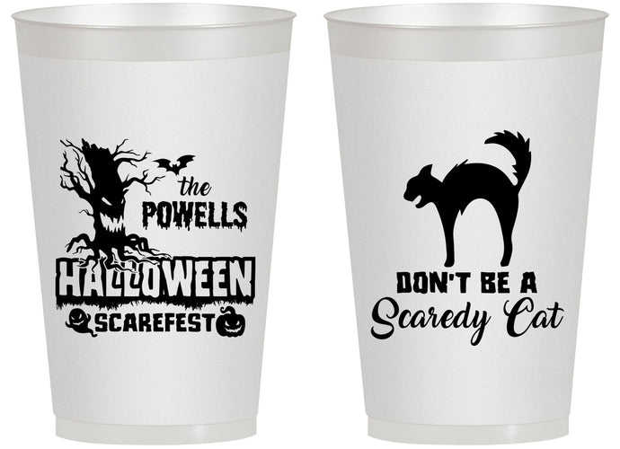 Personalized Halloween 14 oz Frosted Cups - Scaredy Cat | 250055
