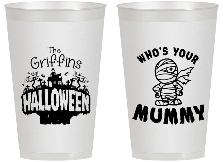 Personalized Halloween 14 oz Frosted Cups - Whos Your Mummy | 250067