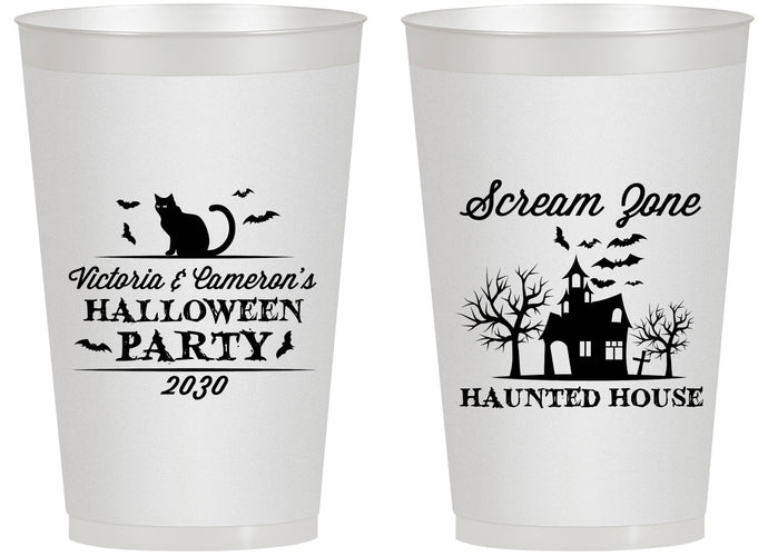 Personalized Halloween 14 oz Frosted Cups - Haunted House | 250071