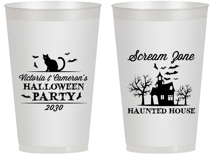 Personalized Halloween 14 oz Frosted Cups - Haunted House | 250071