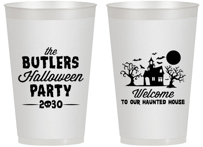 Personalized Halloween 14 oz Frosted Cups - Haunted House | 250073