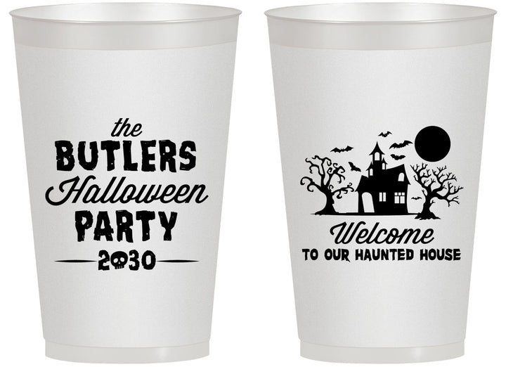 Personalized Halloween 14 oz Frosted Cups - Haunted House | 250073