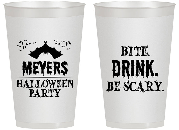 Personalized Halloween 14 oz Frosted Cups - Bite Drink Be Scary | 250082