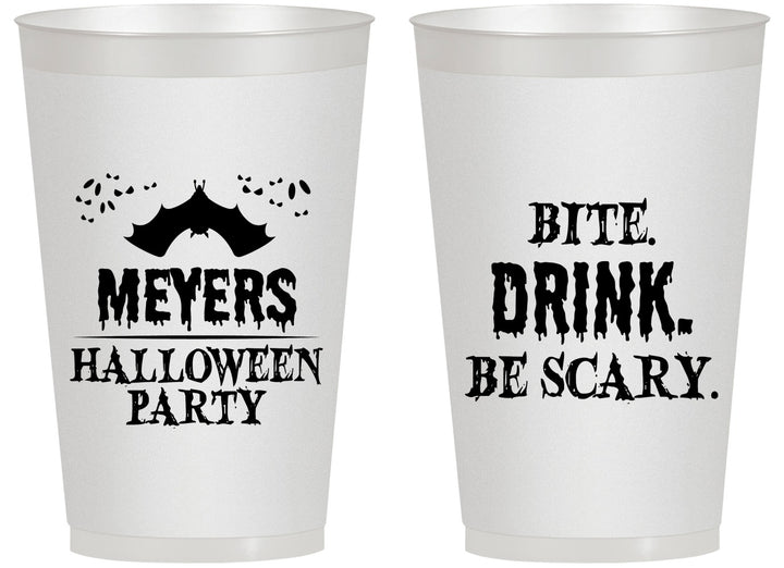 Personalized Halloween 14 oz Frosted Cups - Bite Drink Be Scary | 250082
