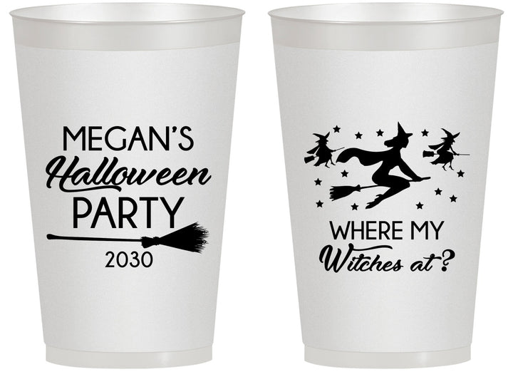 Personalized Halloween 14 oz Frosted Cups - Where My Witches At | 250086