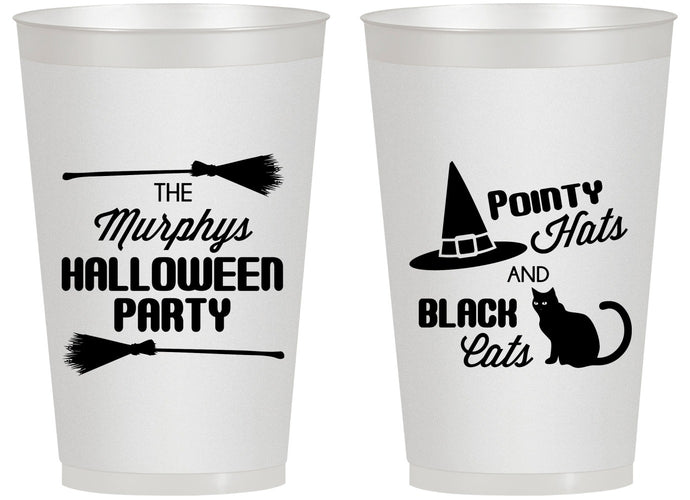 Personalized Halloween 14 oz Frosted Cups - Black Cats | 250087