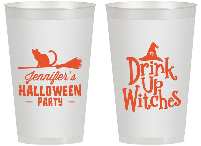 Personalized Halloween 14 oz Frosted Cups - Drink Up Witches | 250096
