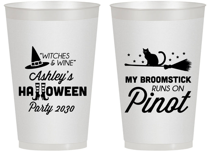 Personalized Halloween 14 oz Frosted Cups - Witch Broomstick | 250098