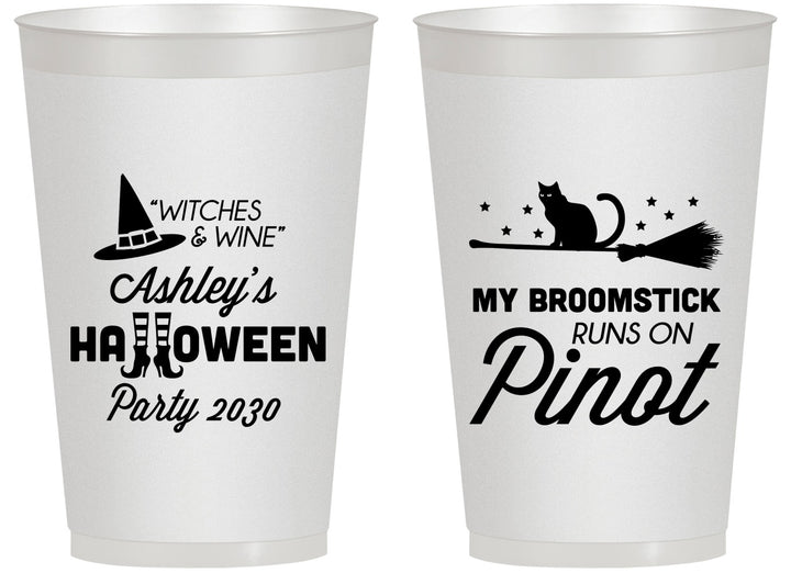 Personalized Halloween 14 oz Frosted Cups - Witch Broomstick | 250098