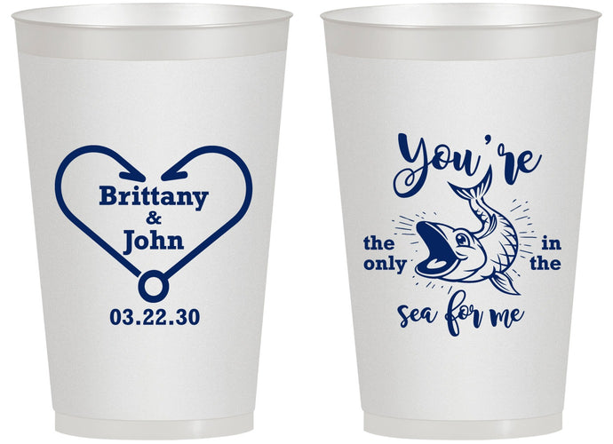 Personalized Wedding 14 oz Frosted Cups - Fish In The Sea For Me | 254