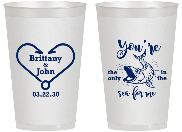 Personalized Wedding 14 oz Frosted Cups - Fish In The Sea For Me | 254