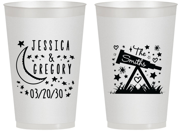 Personalized Wedding 14 oz Frosted Cups - Telescope | 255