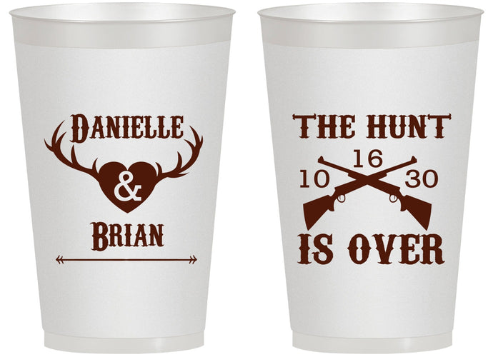 Personalized Wedding 14 oz Frosted Cups - The Hunt Is Ove | 258