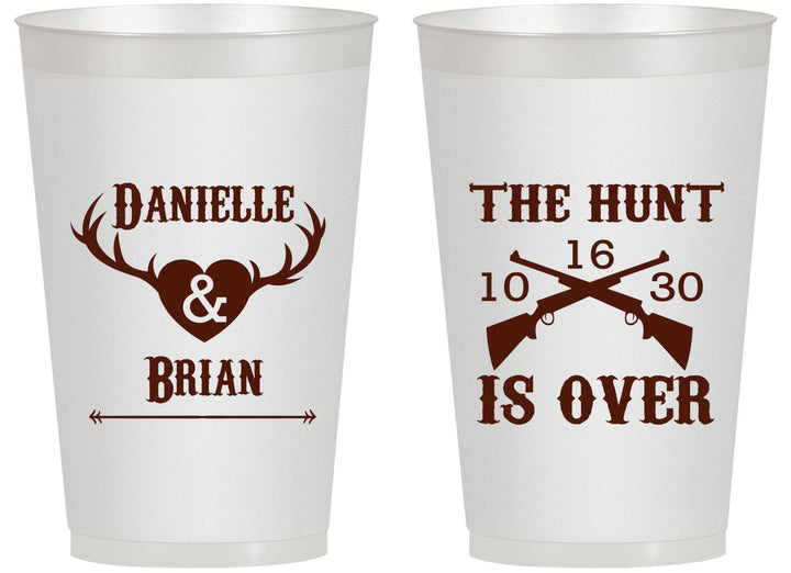 Personalized Wedding 14 oz Frosted Cups - The Hunt Is Ove | 258