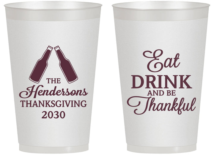 Personalized Thanksgiving 14 oz Frosted Cups - Eat Drink Thankful | 260001