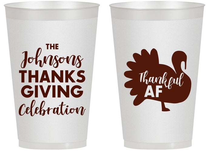 Personalized Thanksgiving 14 oz Frosted Cups - Thankful Af | 260002