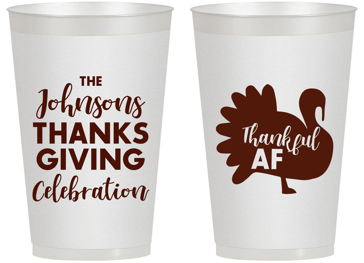 Personalized Thanksgiving 14 oz Frosted Cups - Thankful Af | 260002
