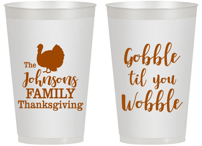 Personalized Thanksgiving 14 oz Frosted Cups - Gobble Til You Wobble | 260004