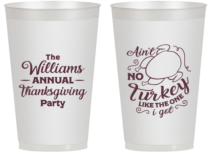 Personalized Thanksgiving 14 oz Frosted Cups - Turkey | 260005