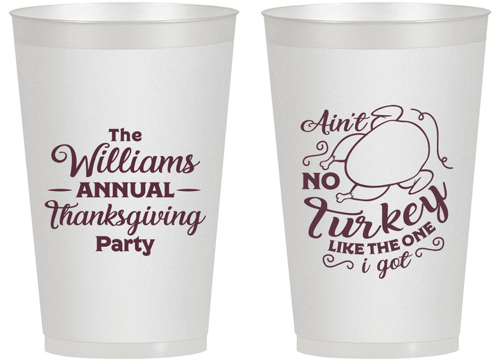 Personalized Thanksgiving 14 oz Frosted Cups - Turkey | 260005