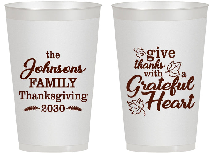Personalized Thanksgiving 14 oz Frosted Cups - Grateful | 260006