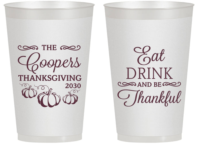 Personalized Thanksgiving 14 oz Frosted Cups - Eat Drink Thankful | 260009