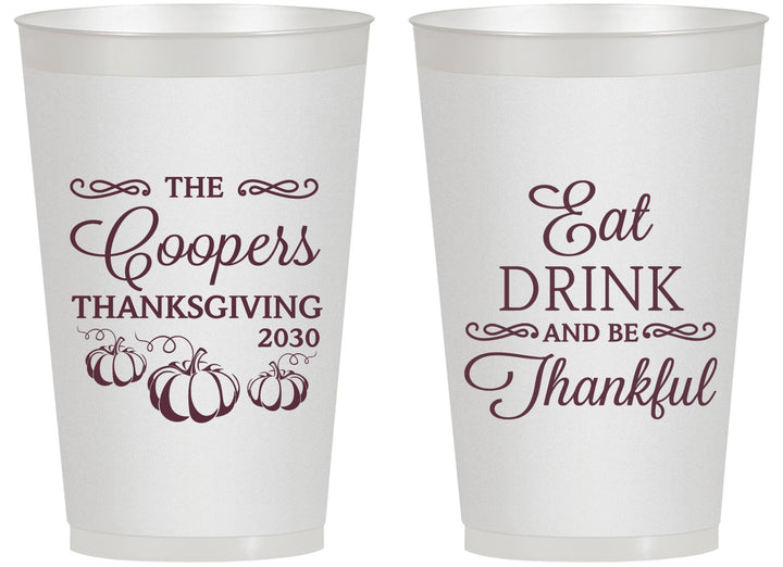 Personalized Thanksgiving 14 oz Frosted Cups - Eat Drink Thankful | 260009
