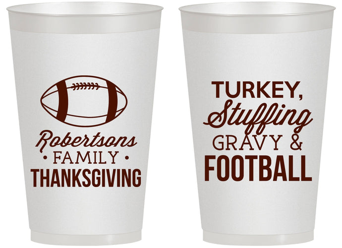 Personalized Thanksgiving 14 oz Frosted Cups - Football Turkey | 260010