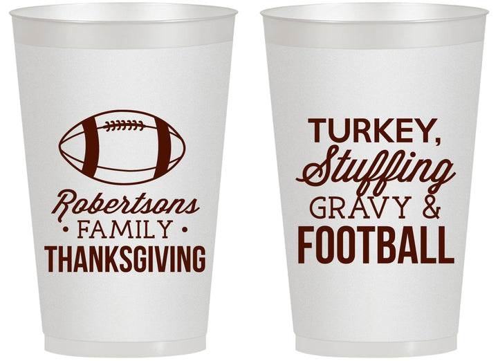 Personalized Thanksgiving 14 oz Frosted Cups - Football Turkey | 260010