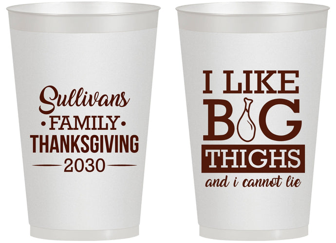 Personalized Thanksgiving 14 oz Frosted Cups - Big Thighs | 260011