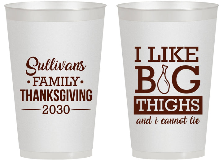 Personalized Thanksgiving 14 oz Frosted Cups - Big Thighs | 260011