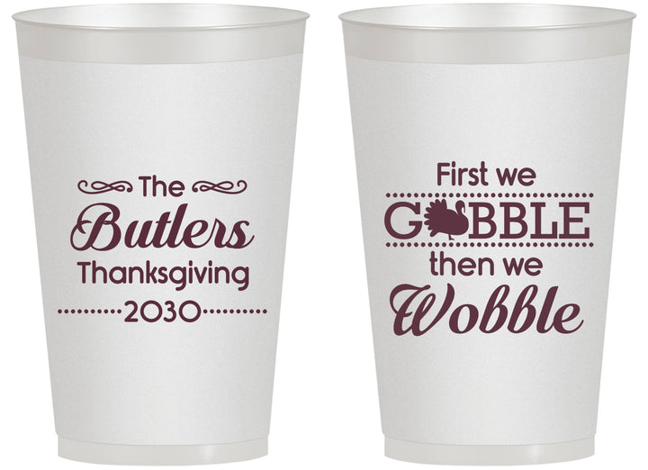 Personalized Thanksgiving 14 oz Frosted Cups - Gobble Til You Wobble | 260013