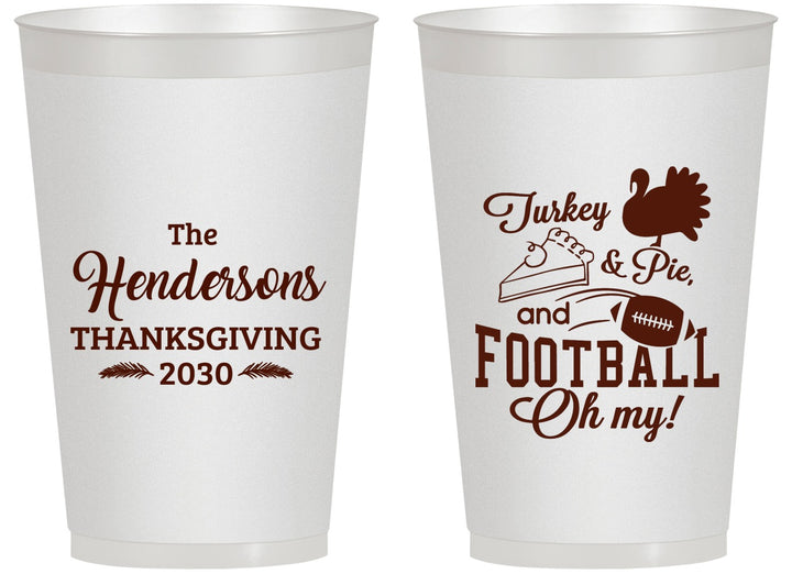 Personalized Thanksgiving 14 oz Frosted Cups - Football Turkey | 260014