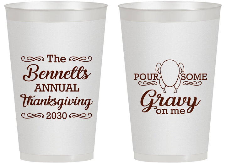 Personalized Thanksgiving 14 oz Frosted Cups - Turkey Gravy | 260015
