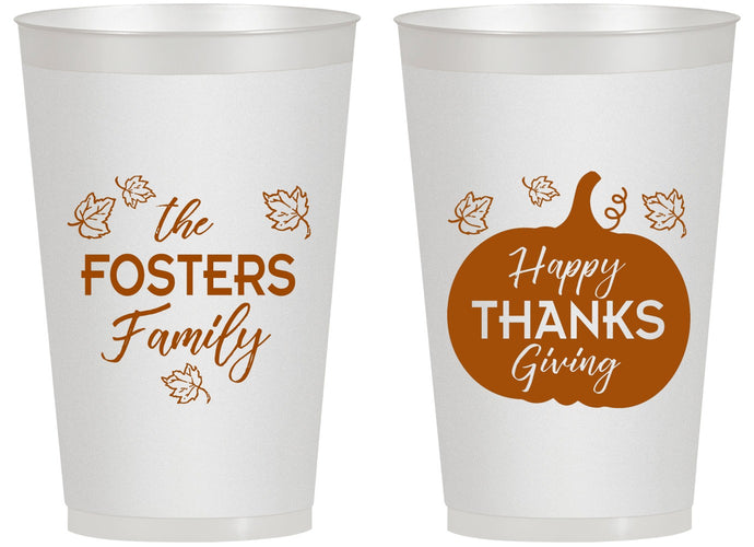 Personalized Thanksgiving 14 oz Frosted Cups - Pumpkin | 260016