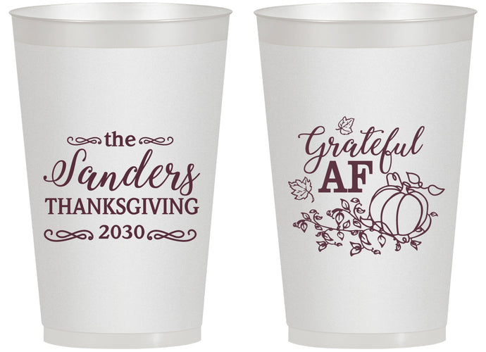 Personalized Thanksgiving 14 oz Frosted Cups - Grateful Af | 260017