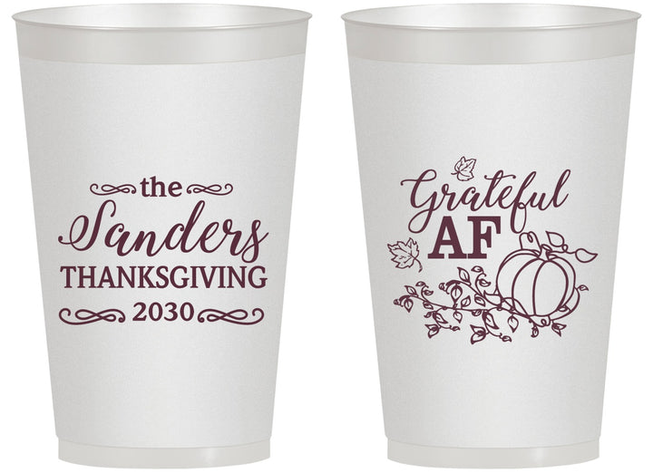 Personalized Thanksgiving 14 oz Frosted Cups - Grateful Af | 260017